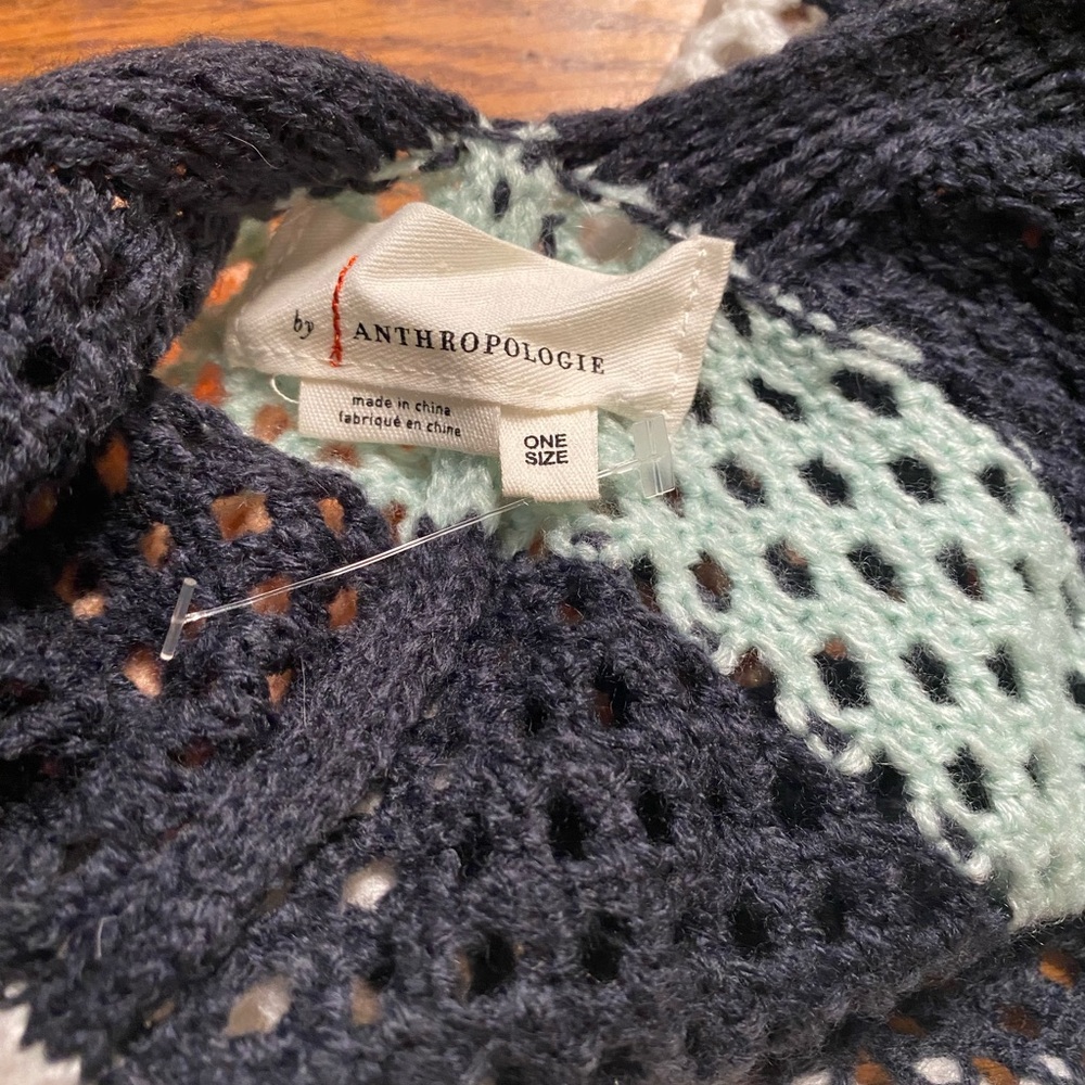 Anthropologie Open Knit Chevron Stripe Cocoon Wrap Vest One Size - Picture 8 of 8